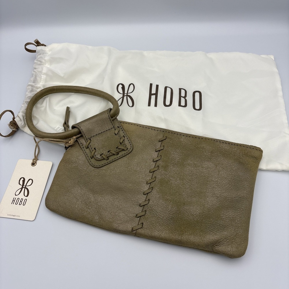 NEW HOBO International Sable Wristlet Clutch Burnished Sage 100% Leather
